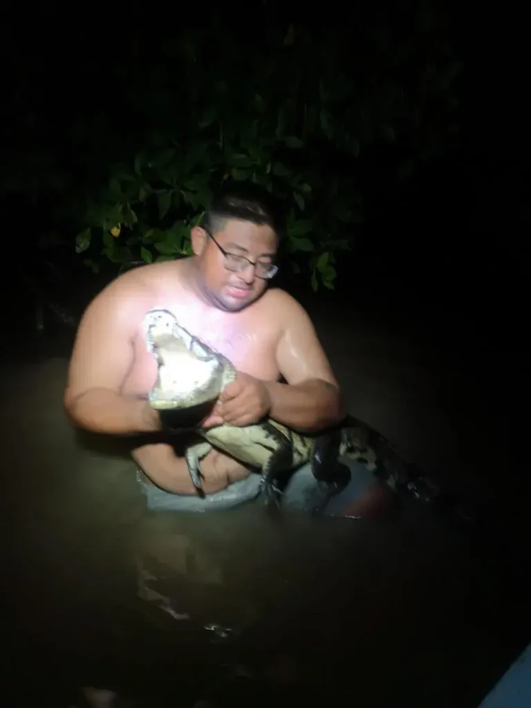 Rio Lagartos tour crocodile night club crocodile 4